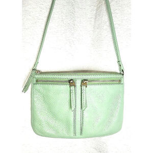 Fossil - Erin Mint Green / Seafoam Green Top Zip Leather Mini Crossbody Purse